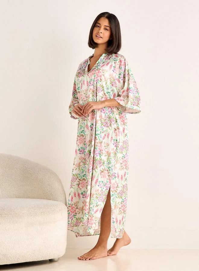 Splash FAV Night Gown 3/4 Sleeve Floral Print