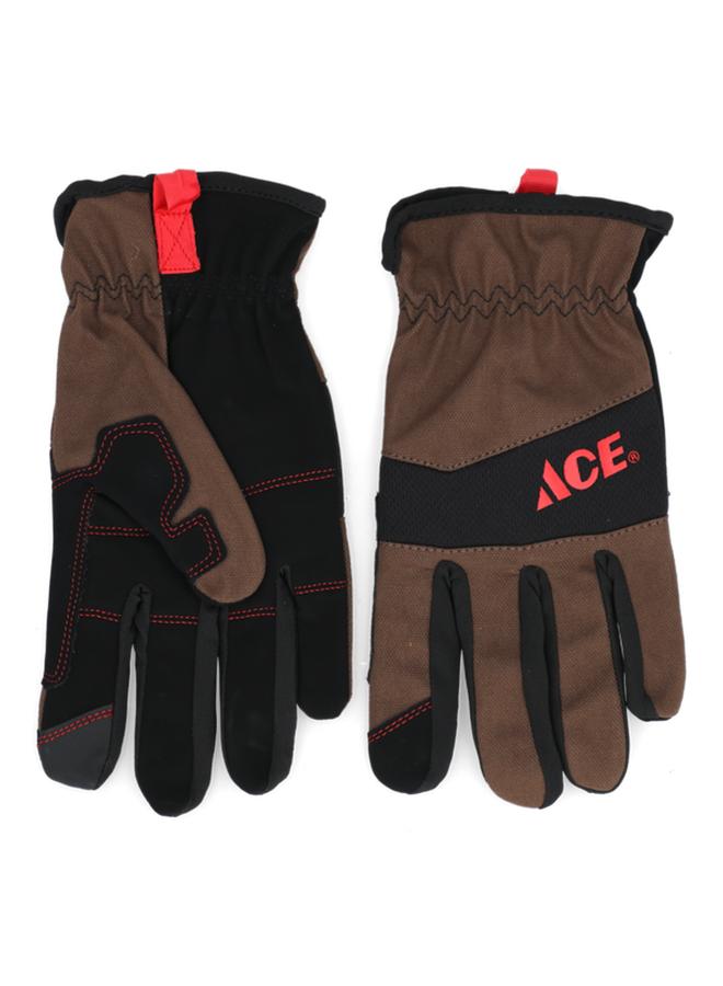 ACE Canvas Padded Firm Grip Synthetic Leather Gardening Gloves Brown and Black Large  - Image 3