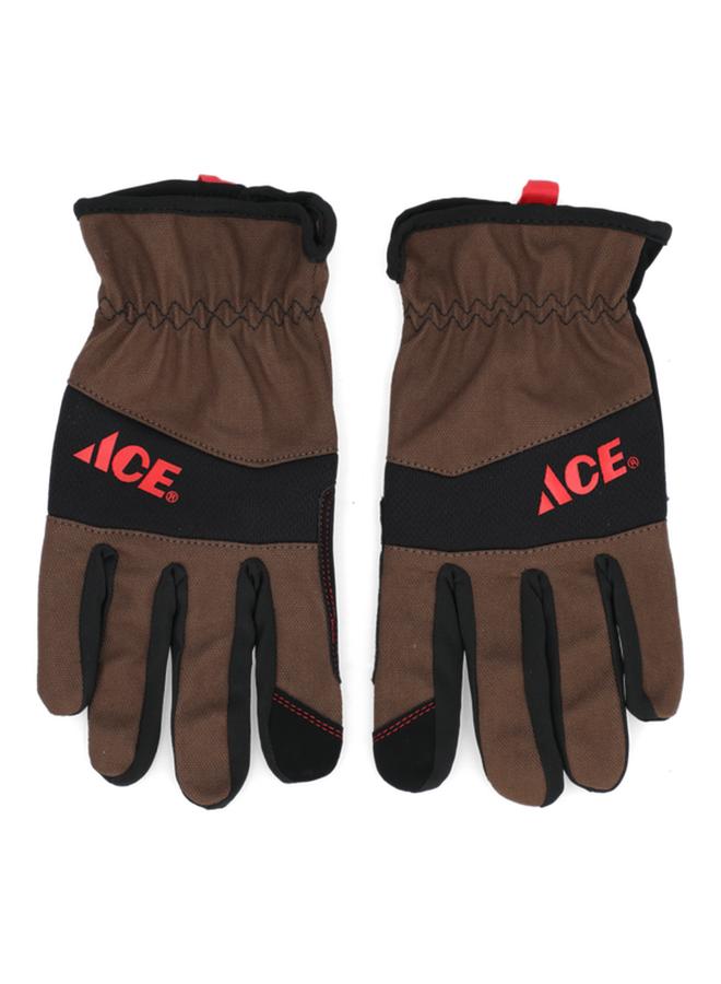 ACE Canvas Padded Firm Grip Synthetic Leather Gardening Gloves Brown and Black Large  - Image 2