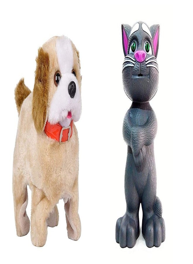 MKY® Combo 1 Pcs Talking Tom + 1 Pcs Dog Toy for Kids Speaking Robot Cat Repeats What You Say Best Birthday Gift for Boy and Girl - Image 1