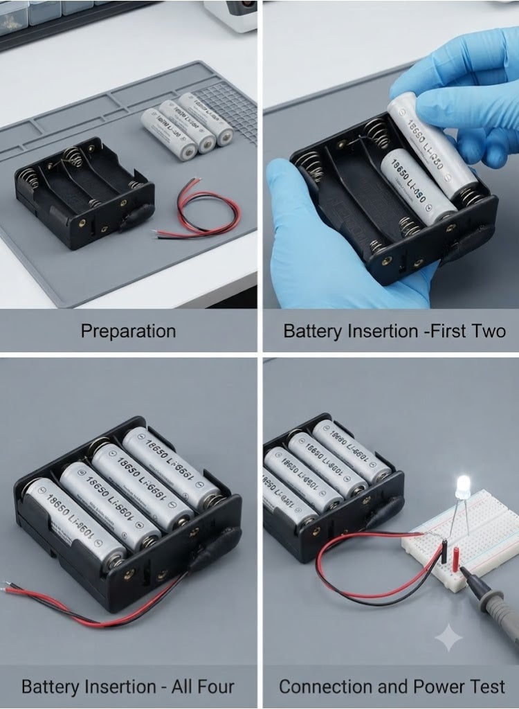 KNP 8-Way AA Battery Holder (Box Type), Wired Connection for 1.5V Batteries - Image 2