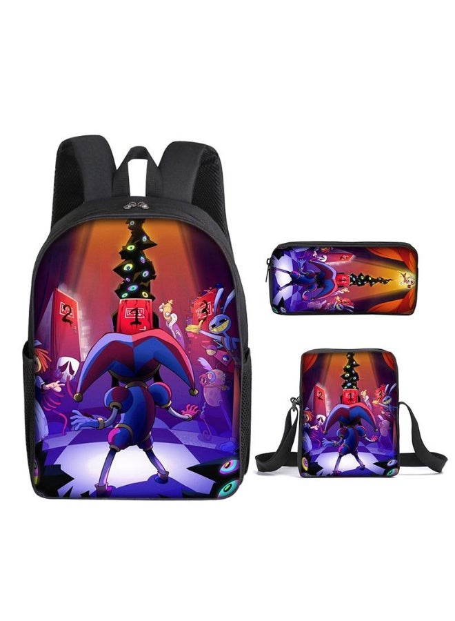 3 Pcs Cartoon the Amazing Digital Circus Backpack Set - Image 1