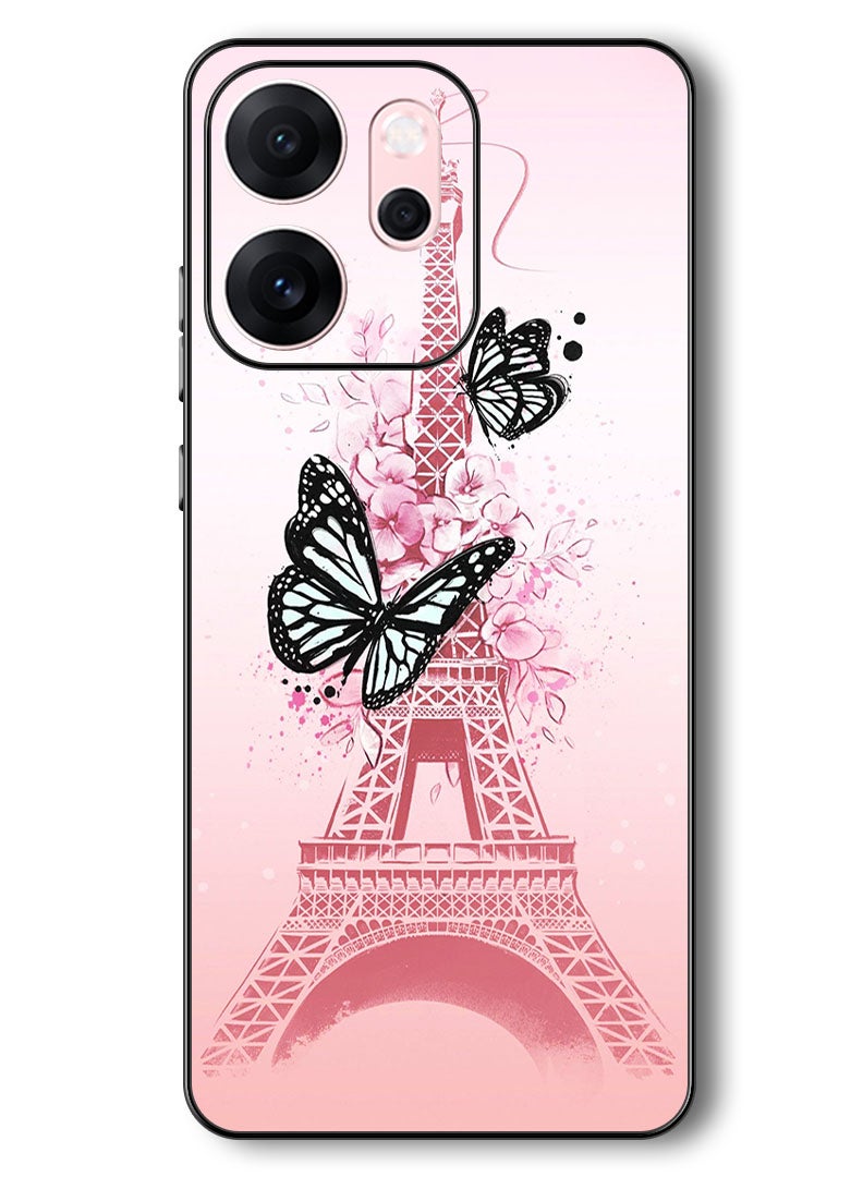 Theodor Case Compatible with Oppo Reno 14 F 6.57 Inch Protection Shockproof Bumper Cover Black Butterflies - Image 1