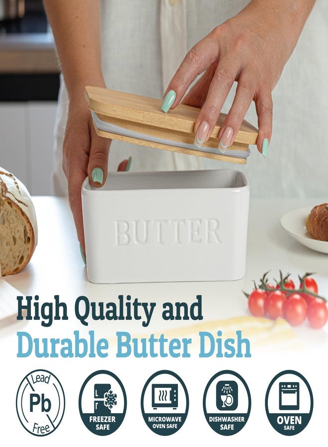 Priority Chef طبق زبدة كبير جدًا من PriorityChef مع غطاء، وعاء زبدة سيراميك بغطاء محكم الإغلاق، حافظة زبدة للمطبخ أو الثلاجة، حامل زبدة للتخزين، أبيض - Image 3