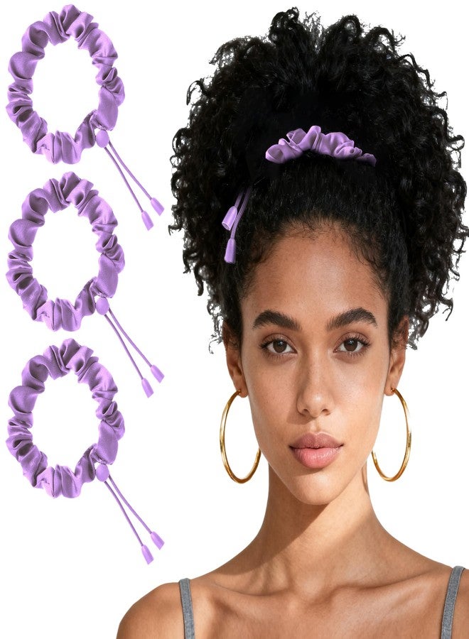 Vane Oak Adjustable Hair Ties, Afro Puff Satin Hair Tie Elastics Non-Slip Soft Adjust Ponytail Holders for Black Women Thick and Nature Style 3Pcs - Image 1