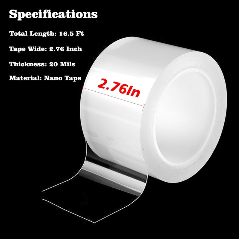 PackYard Transparent Window Weather Sealing Tape 2.76 Inch x 16.5 FT Weather Stripping Residue-Free Clear Window Insulation Caulk for Shower Glass Gaps and Clear Tape Doors Windows Windproof - Image 2