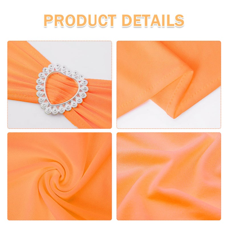Howhic Pack of 60 Spandex Chair Sashes Bows Stretch Chair Cover Band with Buckle Slider Universal Elastic Chair Ties for Wedding Banquet Party Event Decoration (Orange) - Image 3