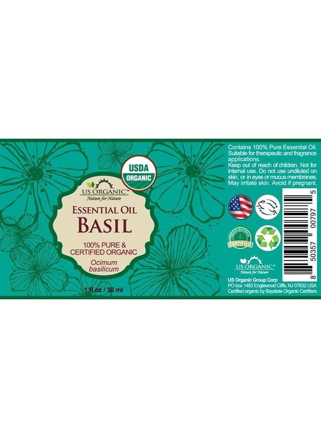 US Organic 100% Pure Basil Essential Oil - USDA Certified Organic, Steam Distilled W/Euro droppers (More Size Variations Available) (30 ml / 1 fl oz) - Image 2