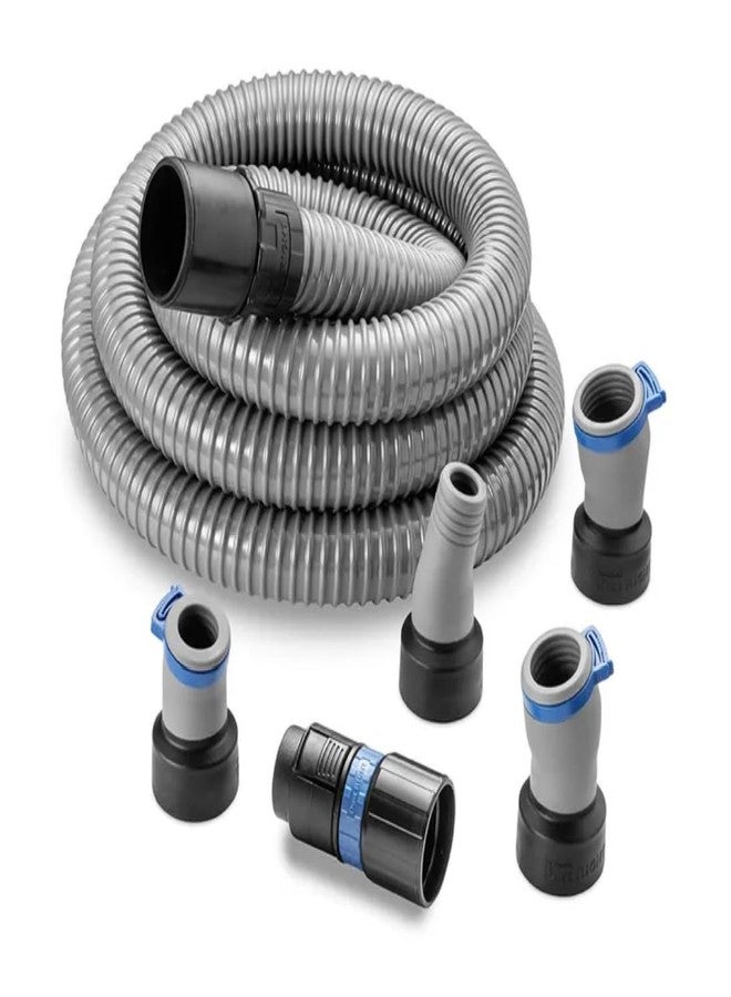 ROCKLER Flexiport Power Tool Hose Kit with Click Connect -Gray 12' Fixed-Length Dust Collection Hose Kit - Dust Collector Accessories w/ 4 Flexiports, Hose Adapter & More -Leak-Free Connection Power Tool Kit - Image 1