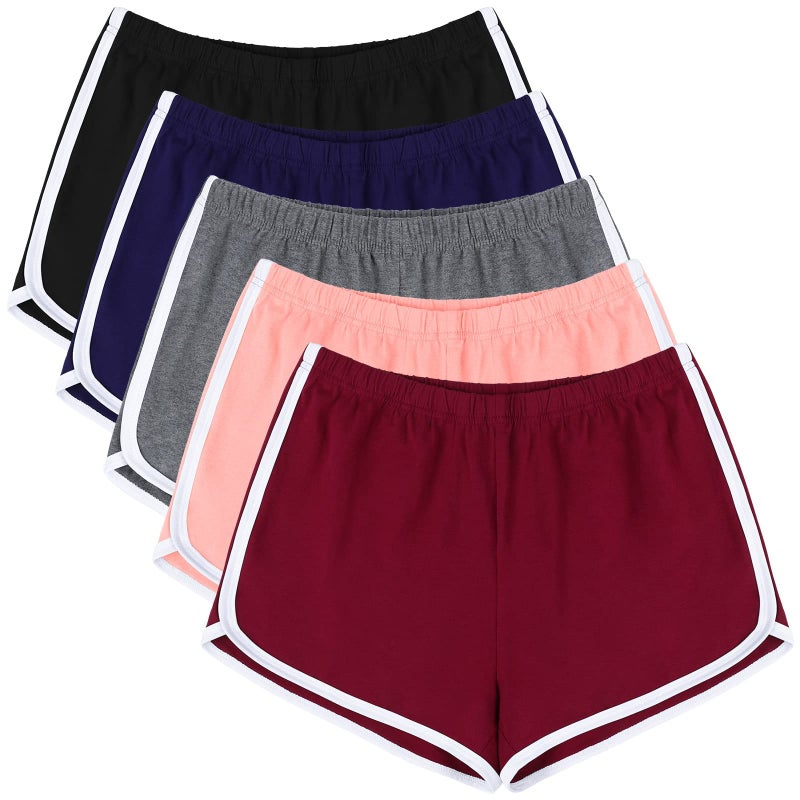 URATOT 5 Pack Shorts for Women Summer Casual Lounge Short Comfy Cotton Dolphin Shorts Athletic Gym Yoga Running Short Pants - Image 1