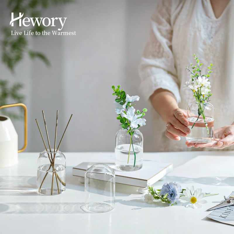 Hewory Glass Bud Vases for Centerpieces: Set of 24 Blown Clear Small Vase Bulk  Mini Cute Flower Vase for Floral Arrangement  Tiny Modern Decorations for Home Wedding Reception Party Event Table Decor - Image 3