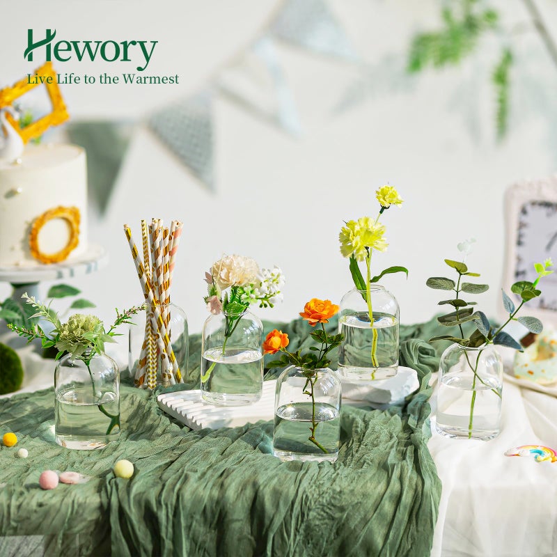 Hewory Glass Bud Vases for Centerpieces: Set of 24 Blown Clear Small Vase Bulk  Mini Cute Flower Vase for Floral Arrangement  Tiny Modern Decorations for Home Wedding Reception Party Event Table Decor - Image 2