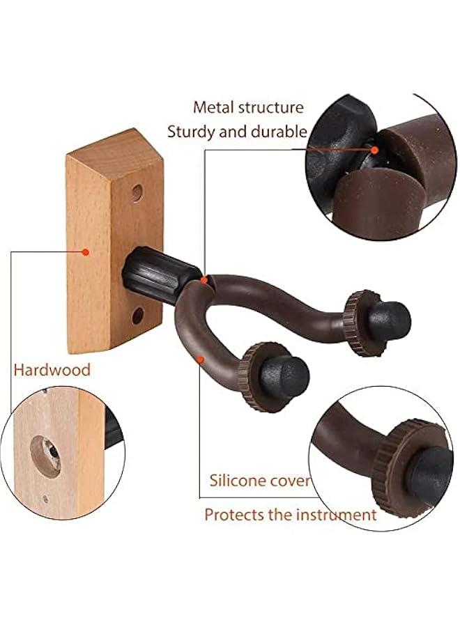 Beauenty 2pcs Guitar Hanger Guitar Wall Mount Hangers, Easy to Install Guitar Wall Mount, for Wall,Acoustic Electric and Bass Guitar Hook Holder Wall Mount Hangers (G 13A 2PACK) - Image 2