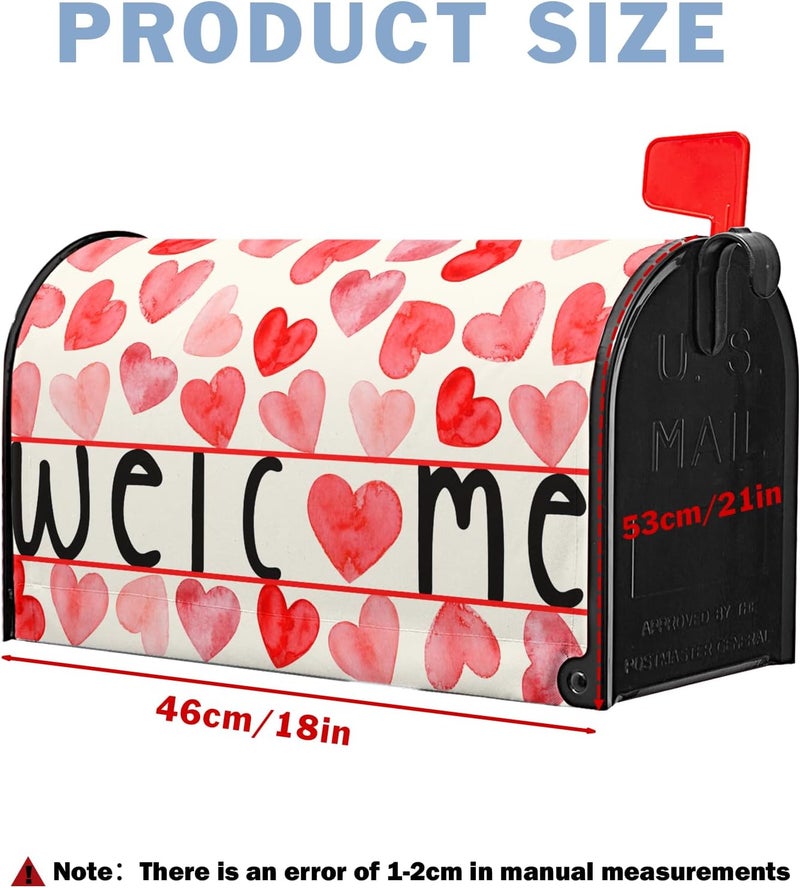 Farg Welcome Valentines Mailbox Cover Magnetic Standard Size 21 x 18 Inch Valentine Mailbox Covers Red Love Heart Decoration Mail Box Post Letter Box Wraps for Home Garden Outdoor Yard Decor - Image 5