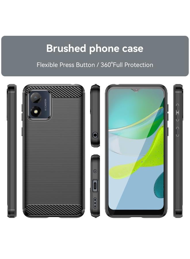 S-TOP Case For Motorola Moto E13 Brushed Texture Carbon Fiber TPU Phone Case - Image 3