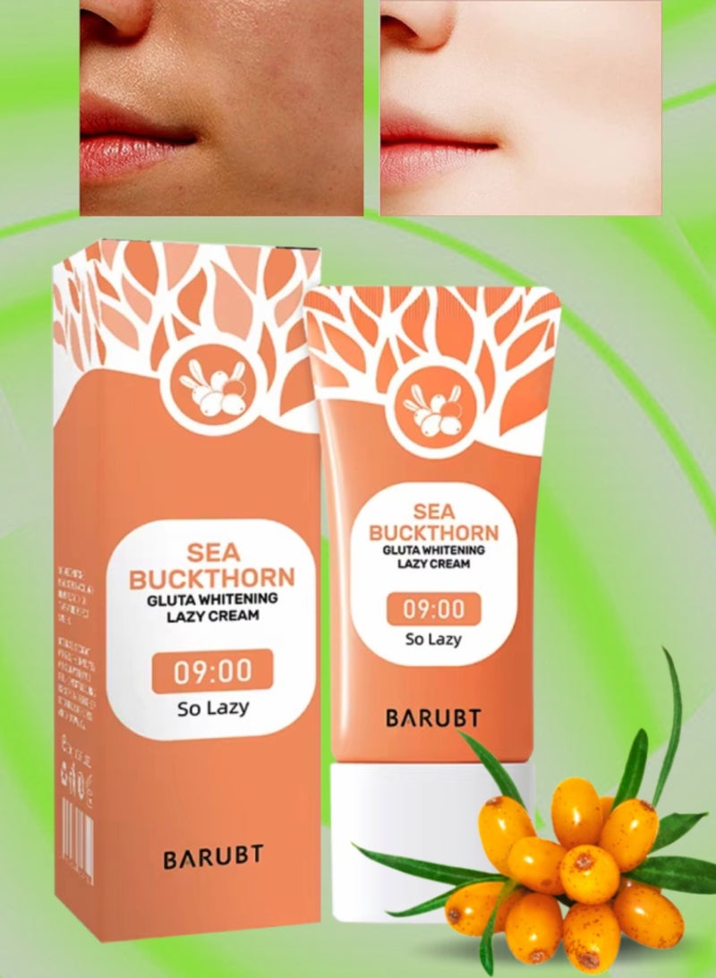 BARUBT Sea Buckthorn Gluta Whitening Lazy Cream 30G Brighten Cover Blemishes Refreshing Non Sticky Brightening Lazy Cream Brighter and Whiter Face and Skin Gel Anti Aging Dark Spot Remover Moisturizer Tone Up Cream - Image 1