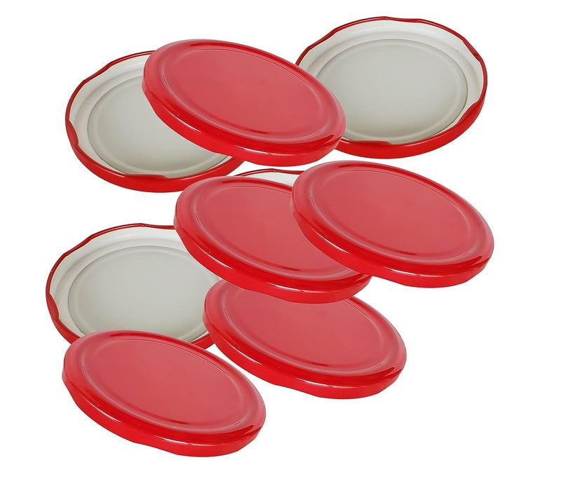 Pure Source India Metal Lug Cap Lid For Glass Jar, 12 Pieces, 63 mm, Red - Image 1
