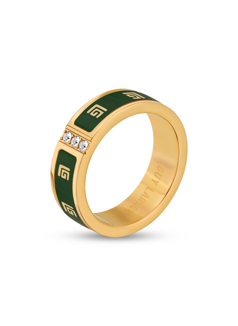 Guy Laroche Grace Gold Plated Ring With Green Enamel And Crystals  - Image 3