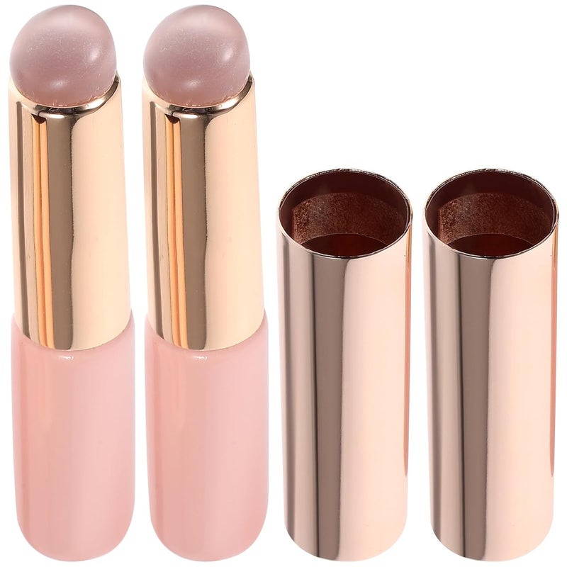 Silicone Lip Brush and Lipstick Applicator 2pcs with Dust Cap round Head Concealer Tool for Lip Makeup and Balm Application Portable Cosmetic Brush - Image 1