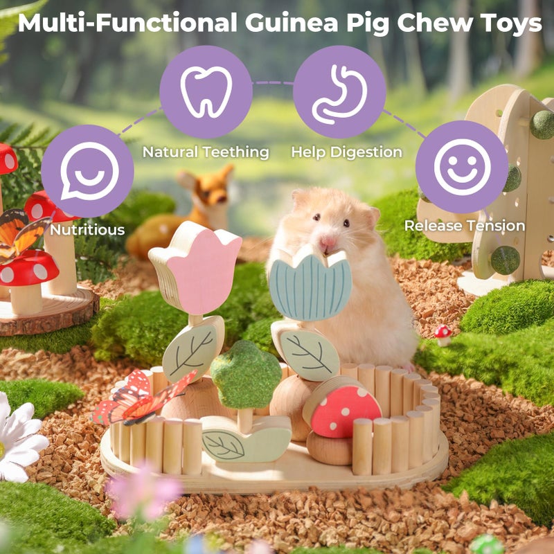 mini&moe Hamster Chew Toys for Teeth - Guinea Pig Chews Enrichment Toys Natural Edible Rabbit Chew Toy for Bunny, Rat, Chinchilla, Gerbils and Others Small Animal - Image 4