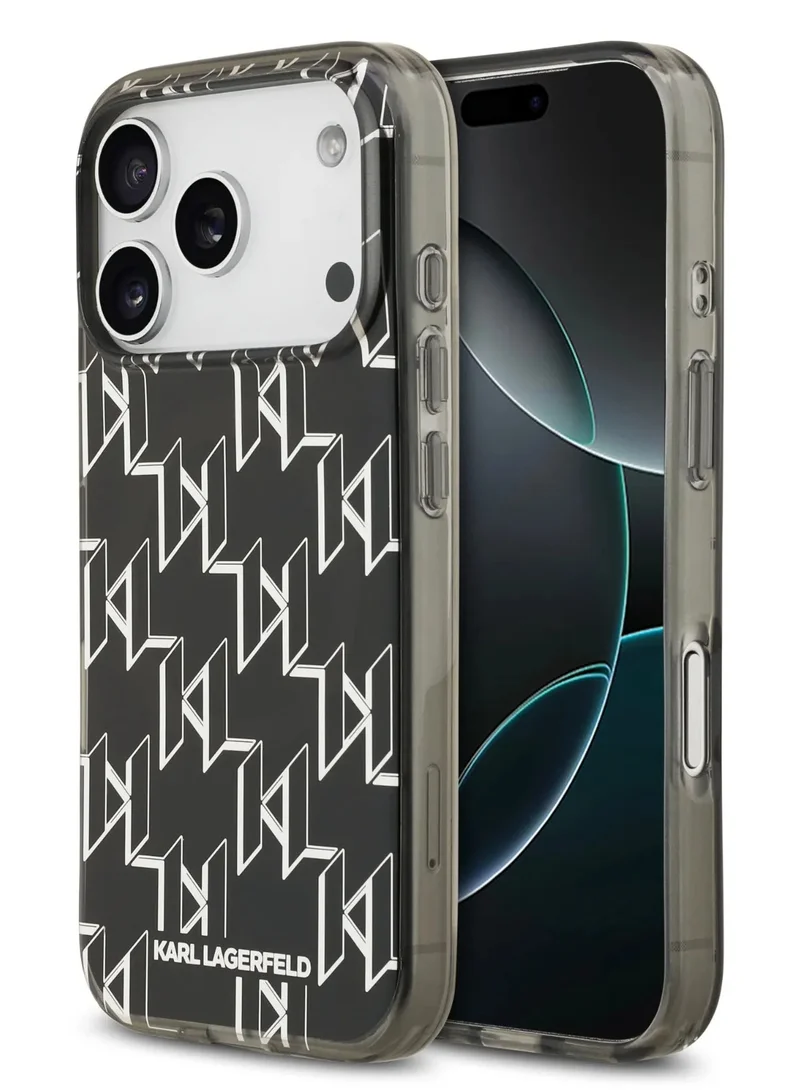 Karl Lagerfeld iPhone 17 Pro MagSafe Case IML With KL Repeated Monogram Electroplated Design / Easy Snap On / Drop Protection / Slim Profile / Lightweight Back Cover - Black