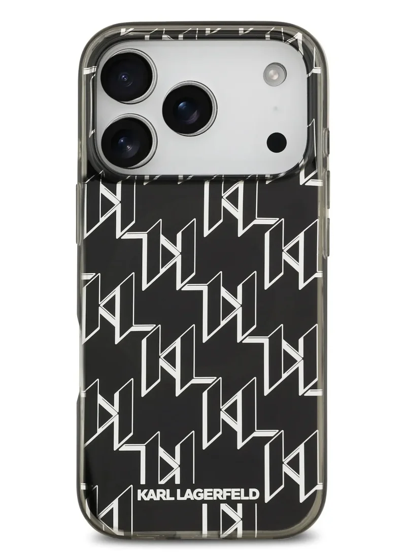 Karl Lagerfeld iPhone 17 Pro MagSafe Case IML With KL Repeated Monogram Electroplated Design / Easy Snap On / Drop Protection / Slim Profile / Lightweight Back Cover - Black