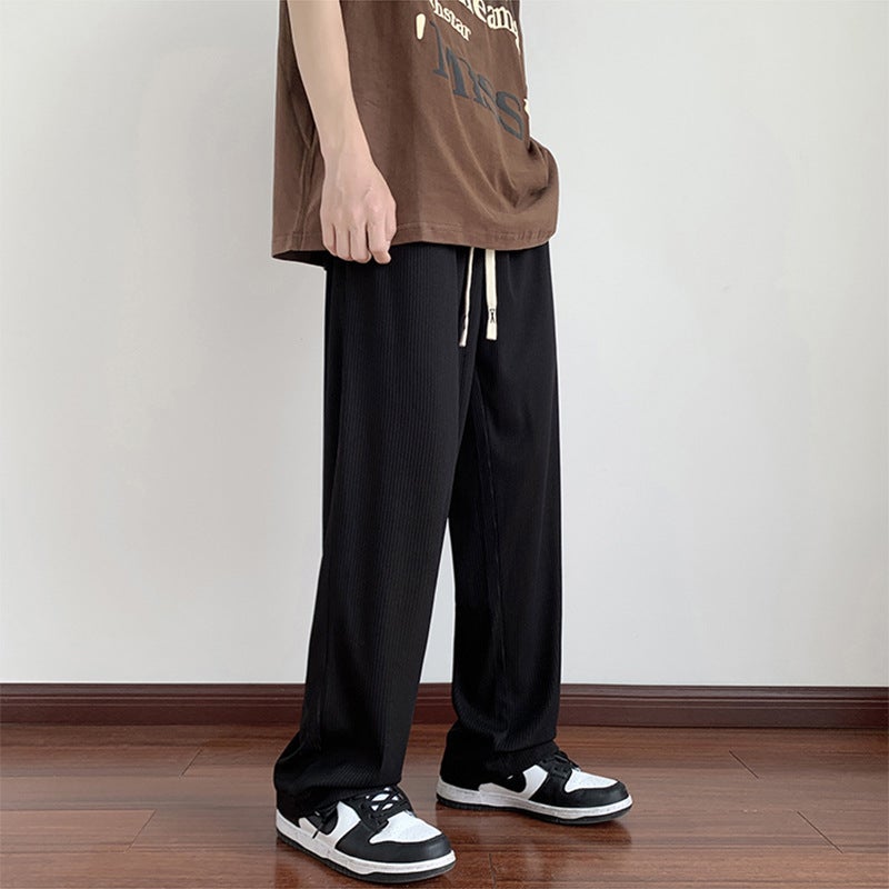 Brown Ice-Silk Pants Casual American Streetwear Dark gray  - Image 1