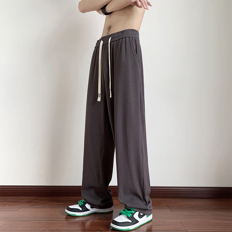 Brown Ice-Silk Pants Casual American Streetwear Dark gray  - Image 2