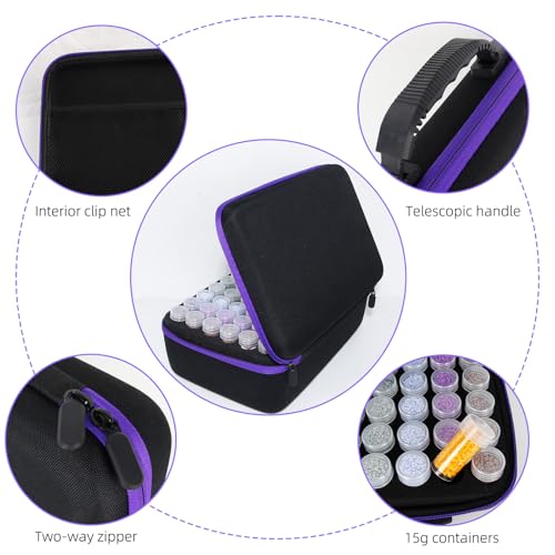 LEIYULY 120 Slots Diamond Art Storage Case with 120 Secure Containers, Diamond Art Pens, Tools, and Portable Bead Storage Boxes - Image 3