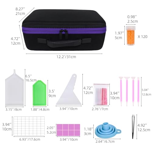 LEIYULY 120 Slots Diamond Art Storage Case with 120 Secure Containers, Diamond Art Pens, Tools, and Portable Bead Storage Boxes - Image 2