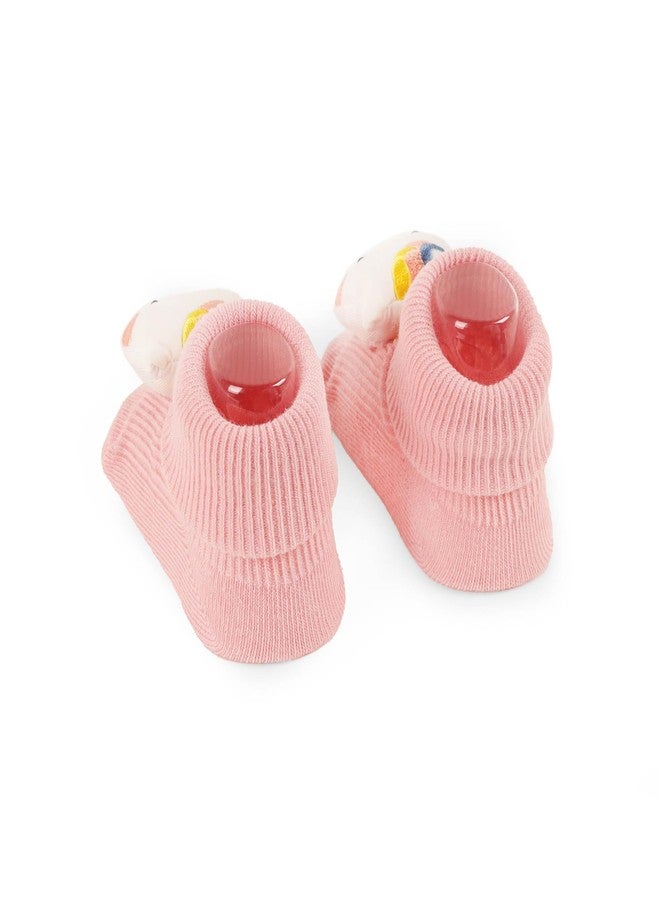 Kicks & Crawl Anti-skid/slip Unicorn and Bear Socks For Baby Boys and Girls Cream/Pink (Pack of 2) - 0-9M - Image 2