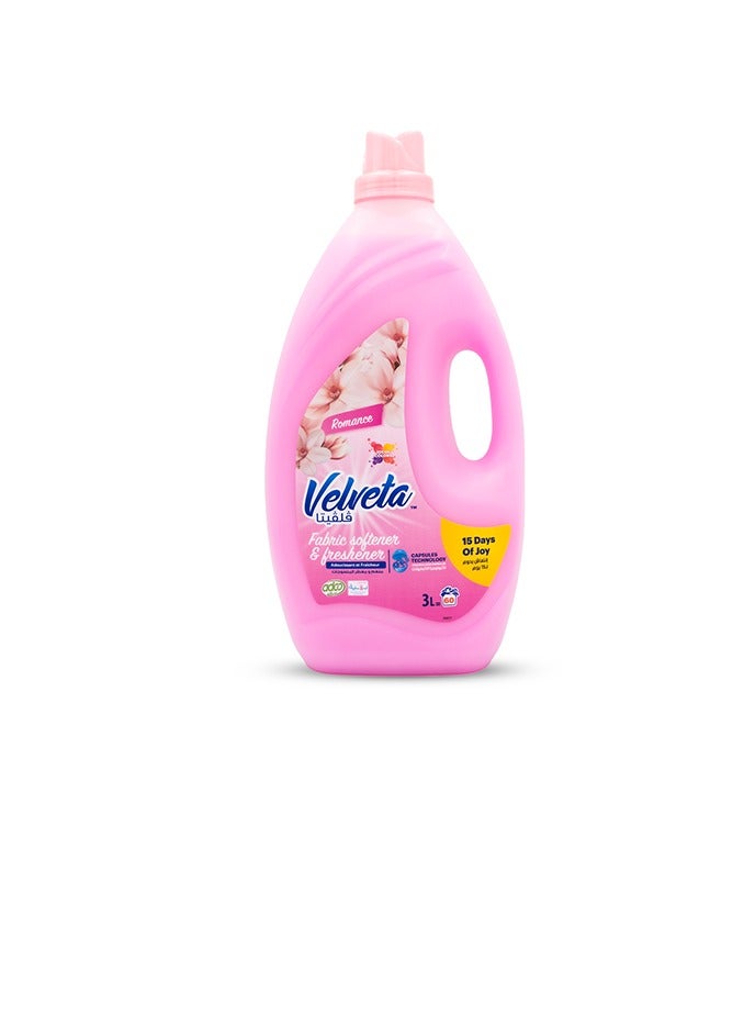 Velveta Fabric Softener - Bouquet Romance | 3L Long-Lasting Freshness & Softness | Reduces Wrinkles & Static Cling - Image 1