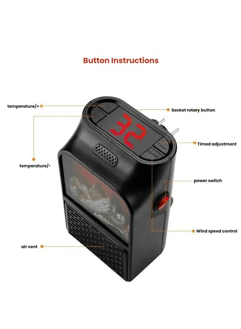 عام **مدفأة صغيرة محمولة مع قابس بريطاني - 3 إعدادات حرارة، مدفأة كهربائية مضغوطة مع حماية من السخونة الزائدة لمكتب المنزل** - Image 2
