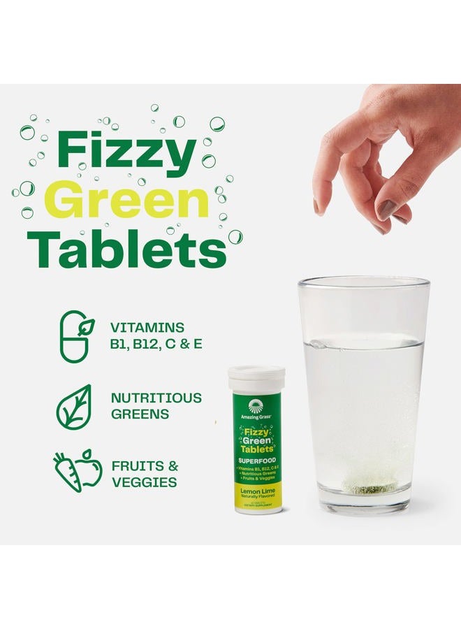 Amazing Grass Fizzy Green Tablets Superfood Lemon Lime: Green Superfood Water Flavoring Tablet with Antioxidants & Alkalizing Greens, 60 Count (Packaging May Vary) - Image 3