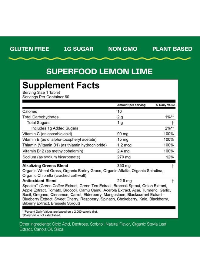 Amazing Grass Fizzy Green Tablets Superfood Lemon Lime: Green Superfood Water Flavoring Tablet with Antioxidants & Alkalizing Greens, 60 Count (Packaging May Vary) - Image 4
