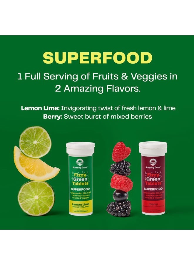 Amazing Grass Fizzy Green Tablets Superfood Lemon Lime: Green Superfood Water Flavoring Tablet with Antioxidants & Alkalizing Greens, 60 Count (Packaging May Vary) - Image 5