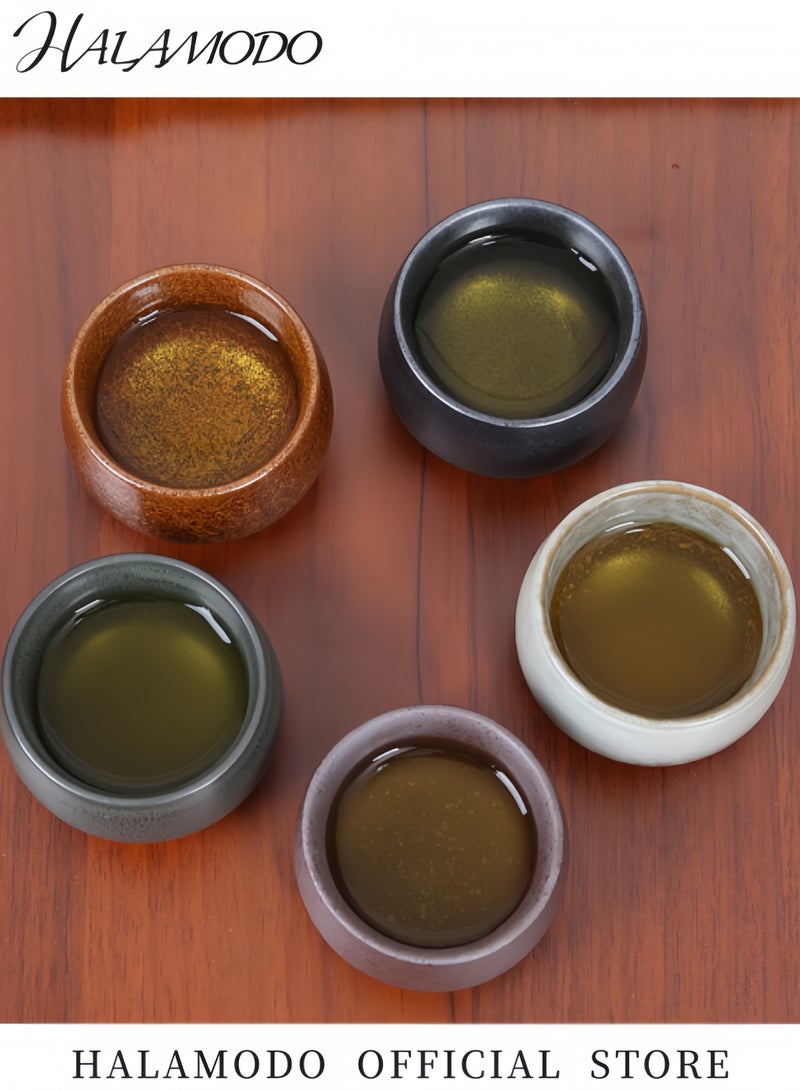 هالامودو طقم شاي سيراميكي من البورسلين مكون من 5 قطع، طقم شاي كونغ فو صيني سيراميكي، طقم أكواب ماتي سيراميكي، كوب شاي لمحبي الشاي أو القهوة، 3.4 أونصة - Image 2