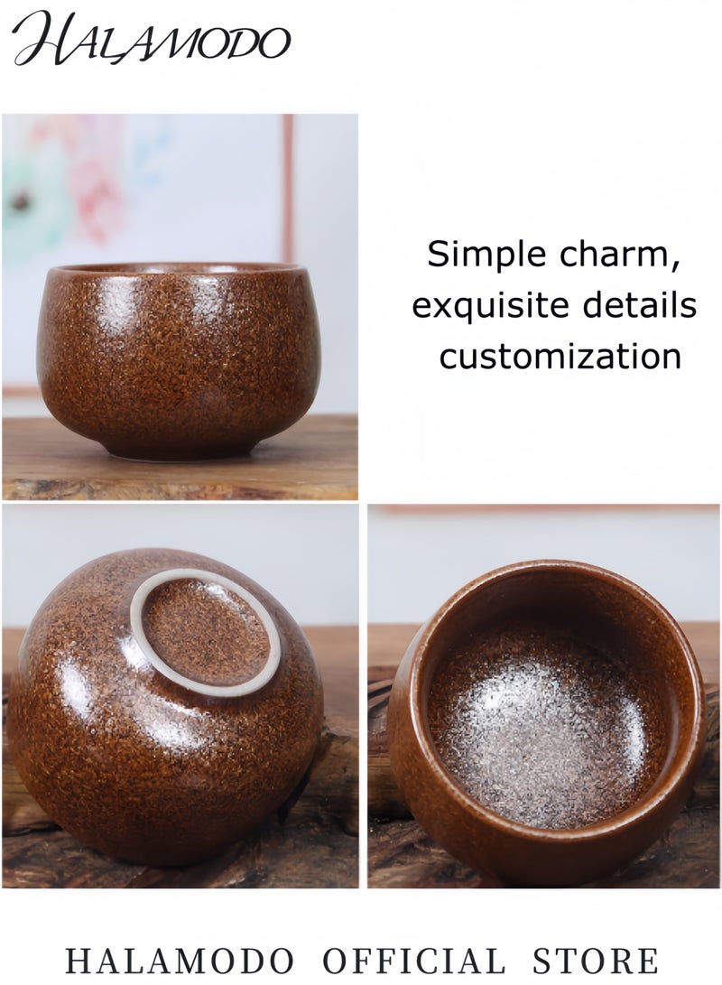 هالامودو طقم شاي سيراميكي من البورسلين مكون من 5 قطع، طقم شاي كونغ فو صيني سيراميكي، طقم أكواب ماتي سيراميكي، كوب شاي لمحبي الشاي أو القهوة، 3.4 أونصة - Image 4