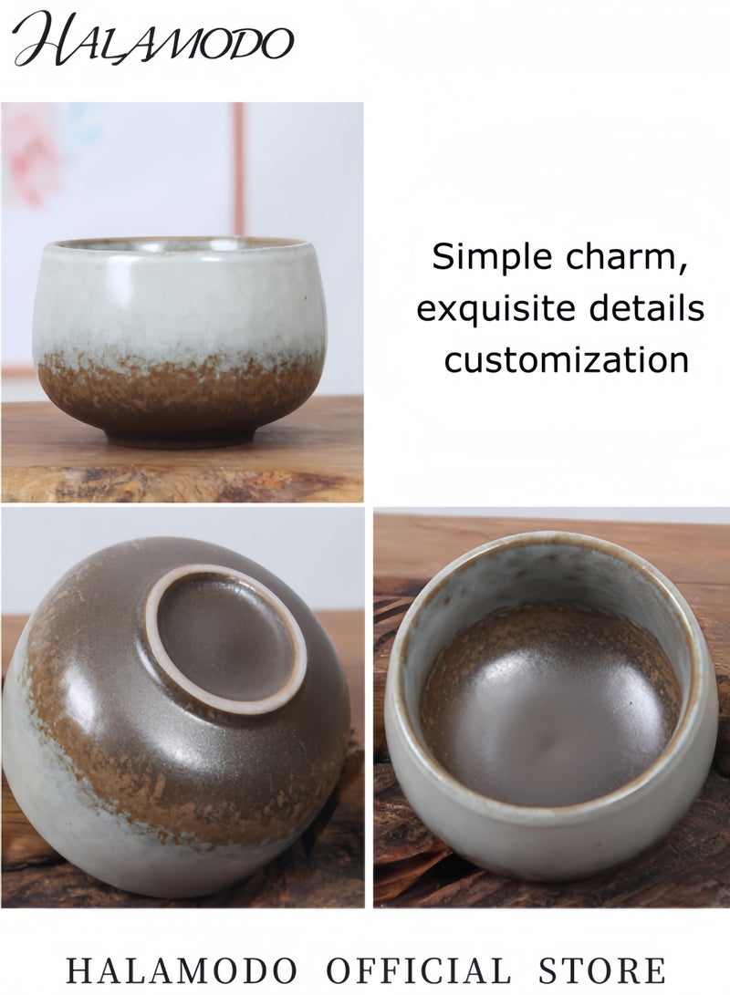 هالامودو طقم شاي سيراميكي من البورسلين مكون من 5 قطع، طقم شاي كونغ فو صيني سيراميكي، طقم أكواب ماتي سيراميكي، كوب شاي لمحبي الشاي أو القهوة، 3.4 أونصة - Image 5