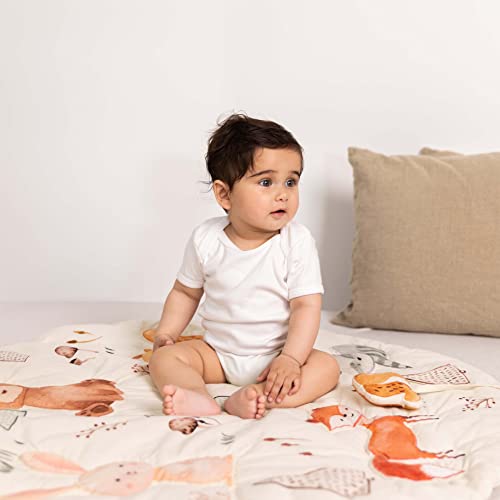 haus & kinder Baby Playgym For Babies | Activity Play Gym Mat With 2 Toys | Foldable&Durable Cotton Play Mat | Baby Crawling Mats For Floor For 0 To 24 Months (Woodland Animals), 1 Count, Multicolor - Image 4