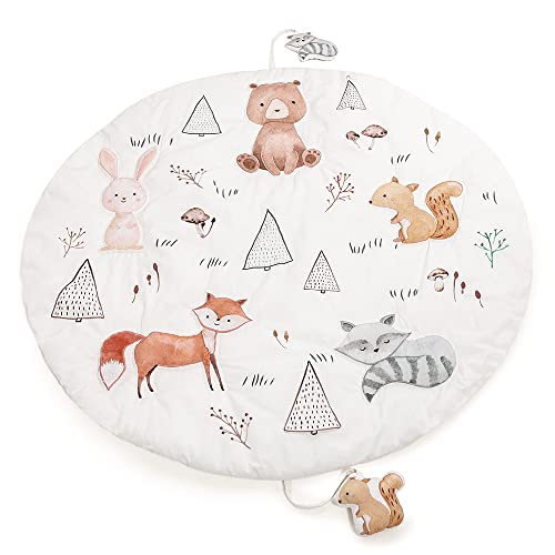 haus & kinder Baby Playgym For Babies | Activity Play Gym Mat With 2 Toys | Foldable&Durable Cotton Play Mat | Baby Crawling Mats For Floor For 0 To 24 Months (Woodland Animals), 1 Count, Multicolor - Image 1