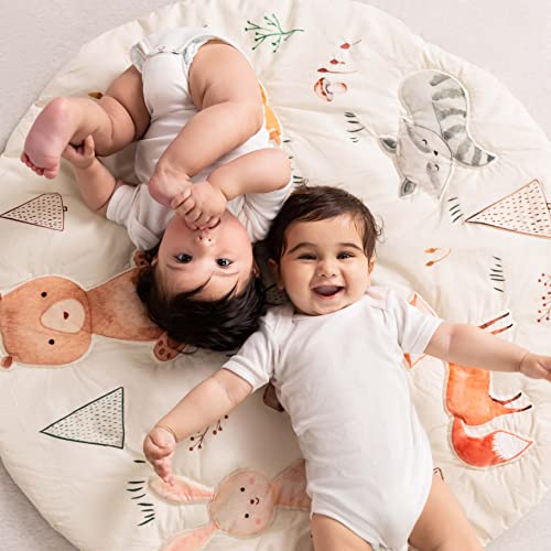 haus & kinder Baby Playgym For Babies | Activity Play Gym Mat With 2 Toys | Foldable&Durable Cotton Play Mat | Baby Crawling Mats For Floor For 0 To 24 Months (Woodland Animals), 1 Count, Multicolor - Image 2