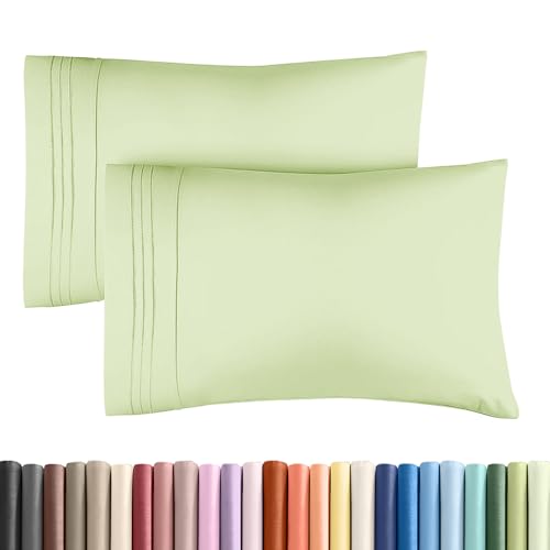 CGK Unlimited King Standard Pillow Cases Set of 2 UltraSoft Hotel Quality Pillowcase Covers Comfy Cozy Fade Free Wrinkle Resistant Machine Washable Pillow Protectors 2 Piece Set Light Sage Green - Image 1