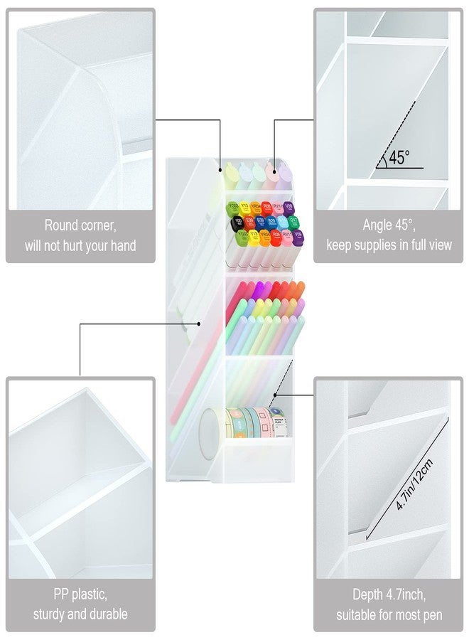 Asten Pen Holder, Pencil Holder for Desk, Pen Organizer for Office, School, Desktop, Large Capacity Pen Storage Organizer with 5 Compartment for Pens, Markers, Makeup Brush, Cosmetics (Clear, 1 Pack) - Image 3