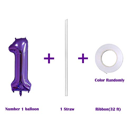 MoMo Balloon 40 Inch Jumbo Purple Number 1 Balloon Giant Balloons Prom Balloons Helium Foil Mylar Huge Number Balloons for Birthday Party Decorations/Wedding/Anniversary - Image 3