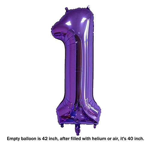 MoMo Balloon 40 Inch Jumbo Purple Number 1 Balloon Giant Balloons Prom Balloons Helium Foil Mylar Huge Number Balloons for Birthday Party Decorations/Wedding/Anniversary - Image 2