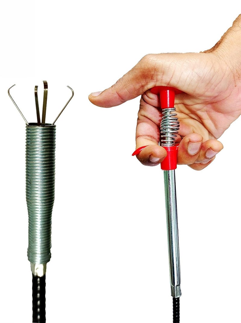 DARKFISH Drain Pipe Cleaning Spring Stick Hair Catching Claw Wire Sink Sewer Clog Dredge Remover Basin Cleaner Flexible Grabber Pickup Tool Retractable Cable for Kitchen Bathroom Toilet - 160CM (MULTYCOCLOR)  - Image 2