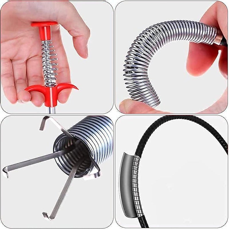 DARKFISH Drain Pipe Cleaning Spring Stick Hair Catching Claw Wire Sink Sewer Clog Dredge Remover Basin Cleaner Flexible Grabber Pickup Tool Retractable Cable for Kitchen Bathroom Toilet - 160CM (MULTYCOCLOR)  - Image 3