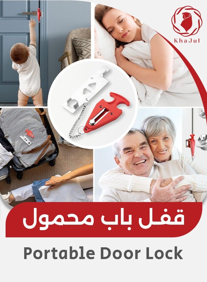 KHAJUL 2-Pack Portable Door Lock, Home Security Door Locker Travel Lockdown Locks for Traveling Hotel Home Apartment - Image 1