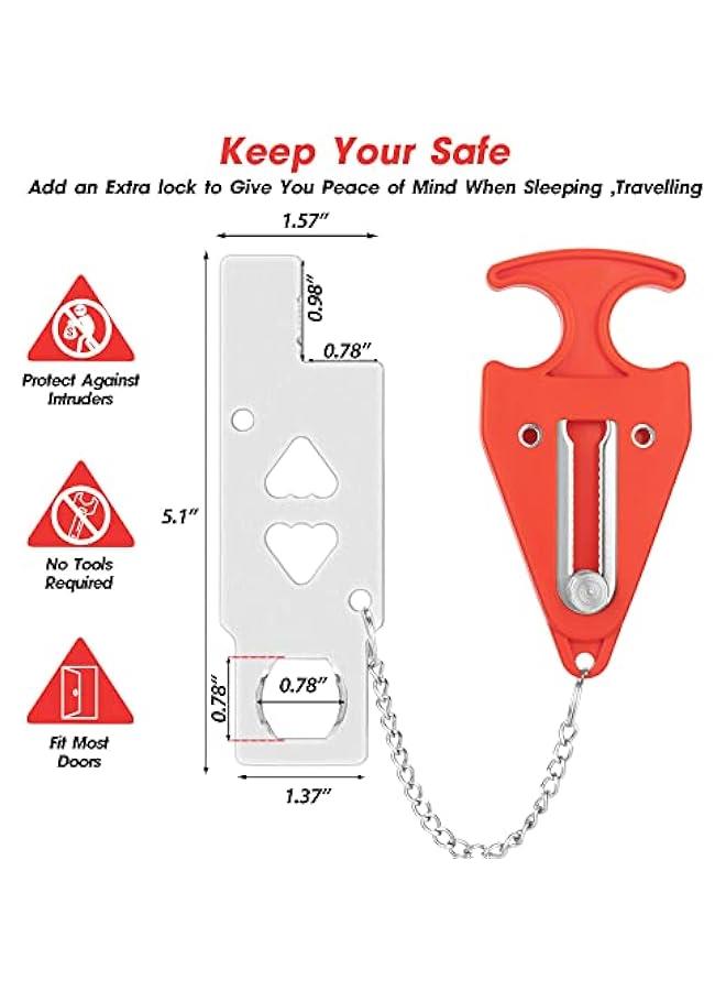 KHAJUL 2-Pack Portable Door Lock, Home Security Door Locker Travel Lockdown Locks for Traveling Hotel Home Apartment - Image 2